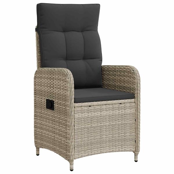 Grote foto vidaxl verstelbare tuinstoel met kussen licht grijs en donker grijs tuin en terras tuinmeubelen