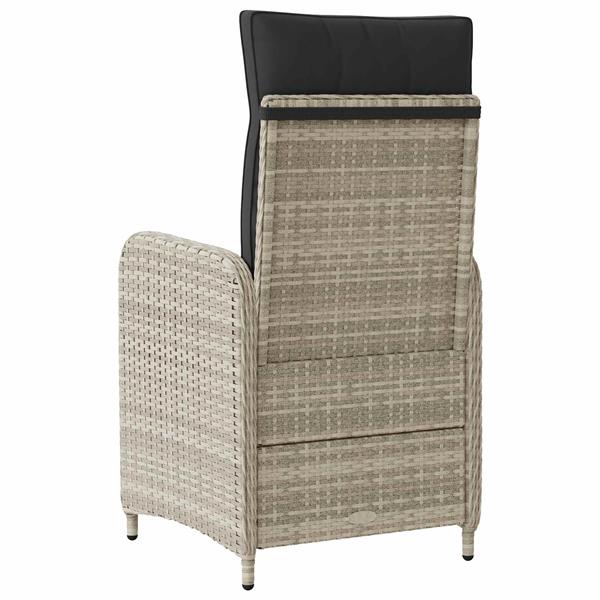 Grote foto vidaxl verstelbare tuinstoel met kussen licht grijs en donker grijs tuin en terras tuinmeubelen