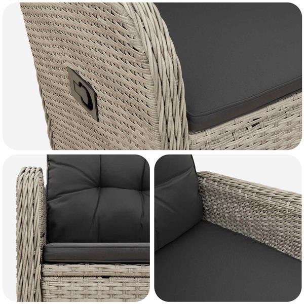 Grote foto vidaxl verstelbare tuinstoel met kussen licht grijs en donker grijs tuin en terras tuinmeubelen