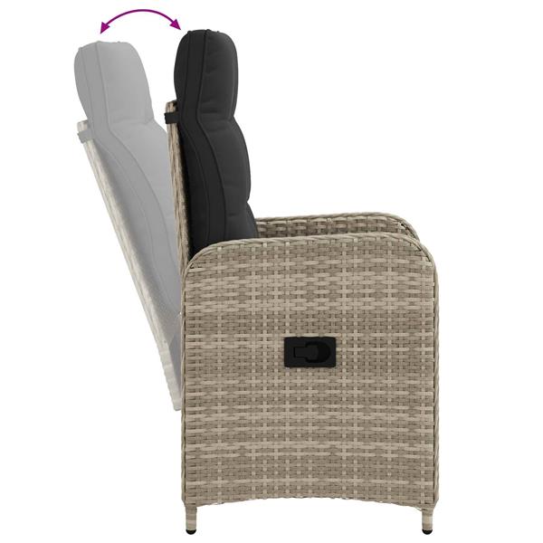 Grote foto vidaxl verstelbare tuinstoel met kussen licht grijs en donker grijs tuin en terras tuinmeubelen