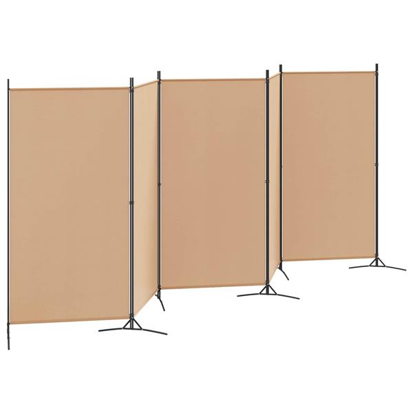 Grote foto vidaxl 5 panel room divider beige 433 x 180 cm stof huis en inrichting overige huis en inrichting