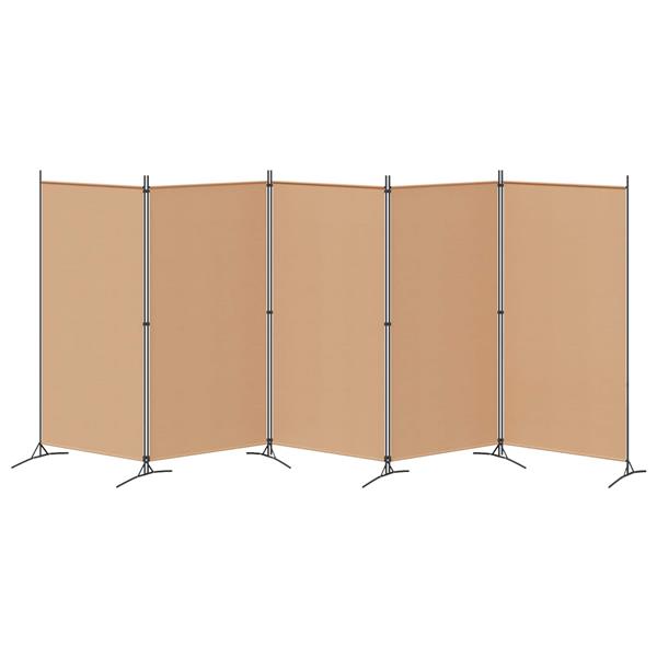 Grote foto vidaxl 5 panel room divider beige 433 x 180 cm stof huis en inrichting overige huis en inrichting