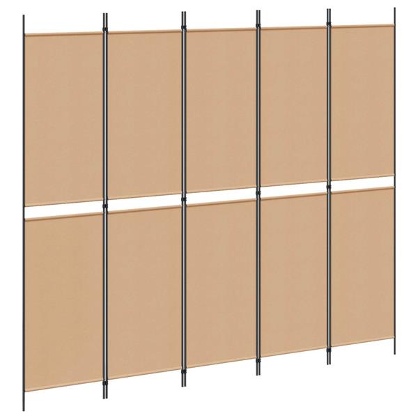 Grote foto vidaxl 5 panel room divider beige 250 x 220 cm stof huis en inrichting overige huis en inrichting