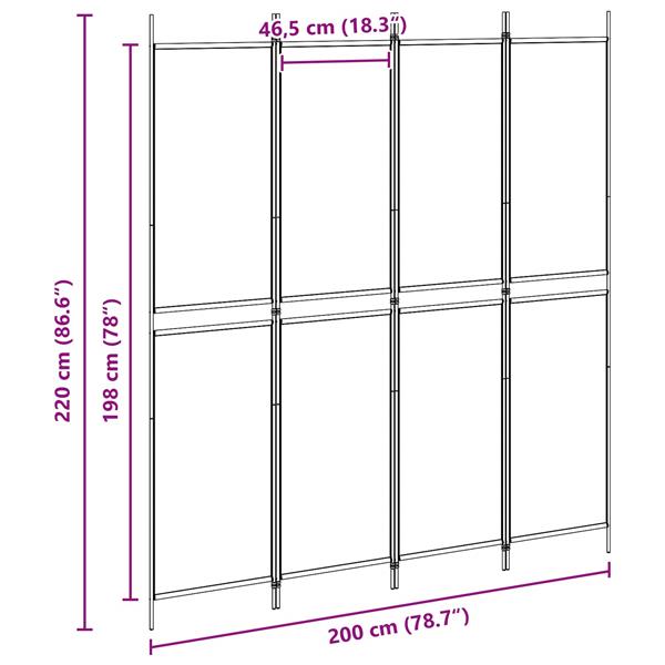 Grote foto vidaxl 4 panelen roomdivider beige 200 x 220 cm stof huis en inrichting overige huis en inrichting