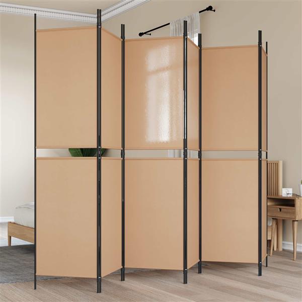 Grote foto vidaxl 6 panelen kamerscherm beige 300 x 200 cm stof huis en inrichting overige huis en inrichting