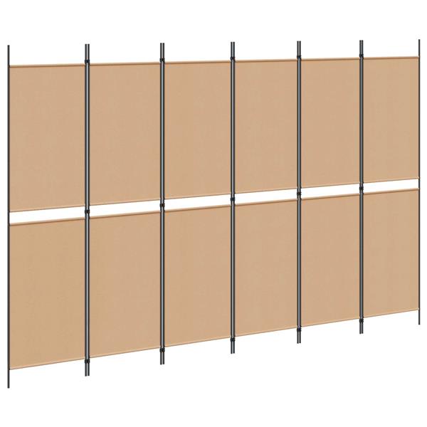 Grote foto vidaxl 6 panelen kamerscherm beige 300 x 200 cm stof huis en inrichting overige huis en inrichting
