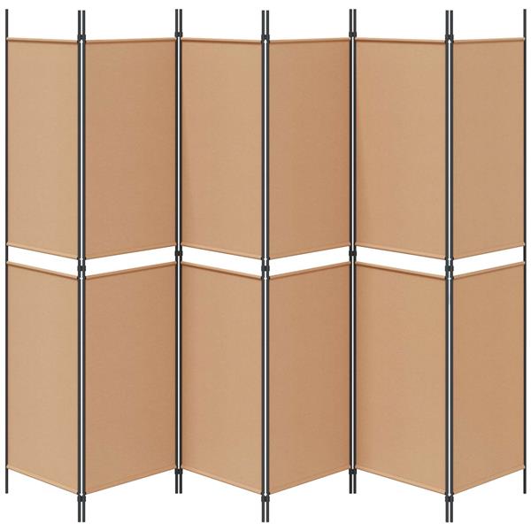 Grote foto vidaxl 6 panelen kamerscherm beige 300 x 200 cm stof huis en inrichting overige huis en inrichting