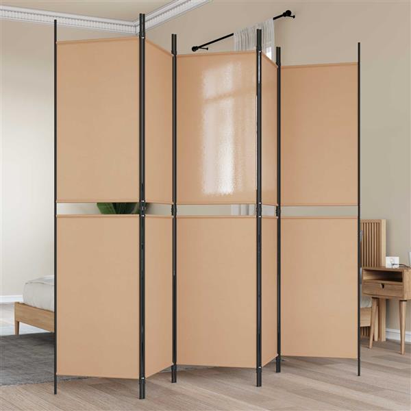 Grote foto vidaxl 5 panelen kamerscherm beige 250 x 200 cm stof huis en inrichting overige huis en inrichting
