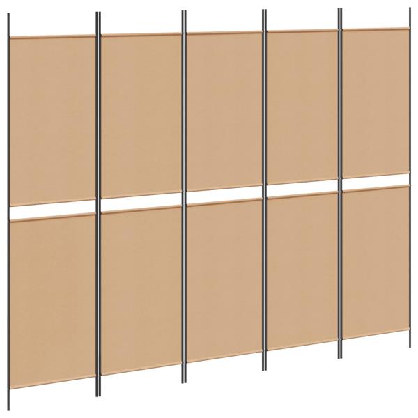 Grote foto vidaxl 5 panelen kamerscherm beige 250 x 200 cm stof huis en inrichting overige huis en inrichting