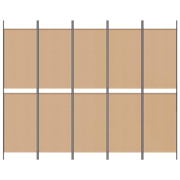 Grote foto vidaxl 5 panelen kamerscherm beige 250 x 200 cm stof huis en inrichting overige huis en inrichting