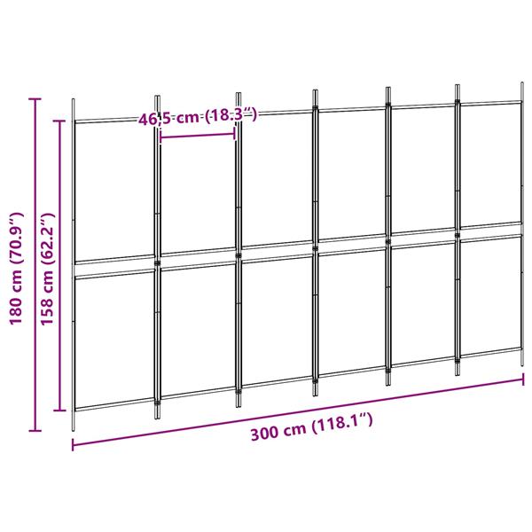 Grote foto vidaxl 6 panelen kamerscherm beige 300 x 180 cm stof huis en inrichting overige huis en inrichting