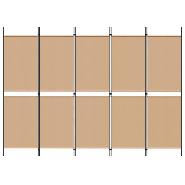Grote foto vidaxl 5 panel room divider beige 250 x 180 cm stof huis en inrichting overige huis en inrichting