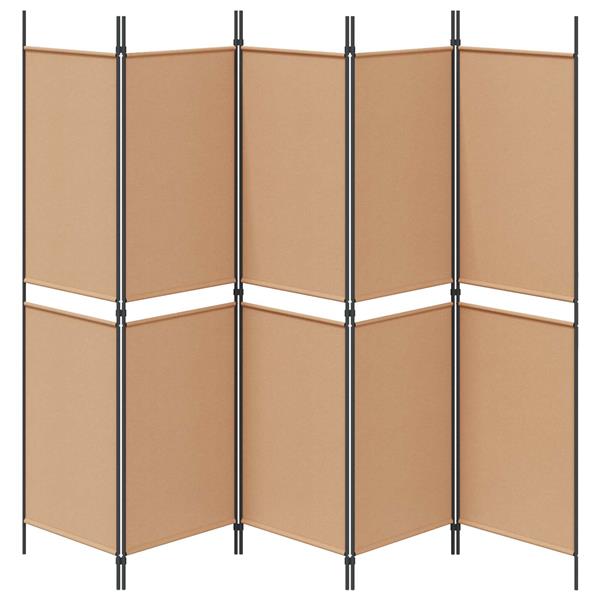 Grote foto vidaxl 5 panel room divider beige 250 x 180 cm stof huis en inrichting overige huis en inrichting