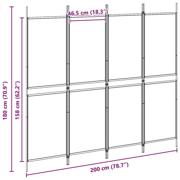 Grote foto vidaxl 4 panel room divider beige 200 x 180 cm stof huis en inrichting overige huis en inrichting