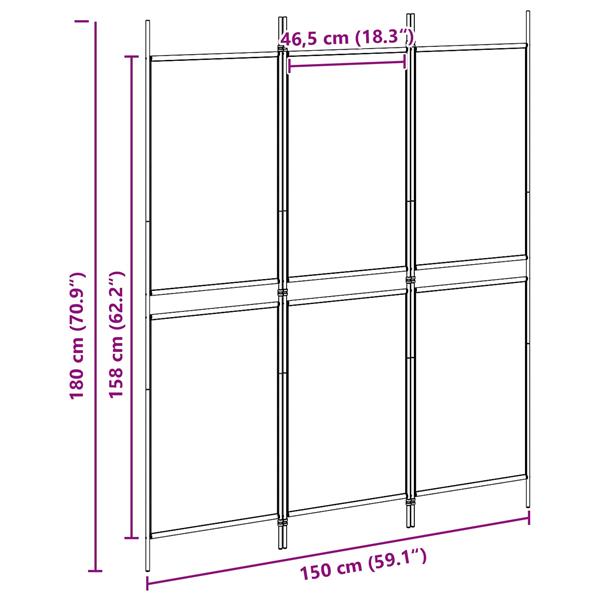 Grote foto vidaxl 3 paneel kamerscherm beige 150 x 180 cm stof huis en inrichting overige huis en inrichting