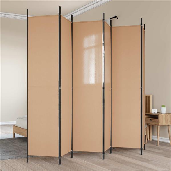Grote foto vidaxl 6 panelen kamerscherm beige 300 x 220 cm stof huis en inrichting overige huis en inrichting