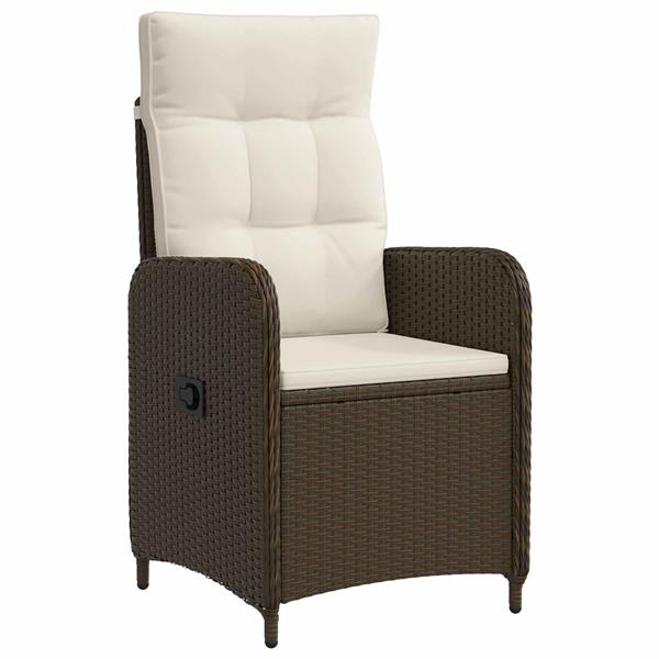 Grote foto vidaxl verstelbare tuinstoel bruin en cr me wit 57 x 63 x 94 cm tuin en terras tuinmeubelen