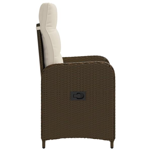 Grote foto vidaxl verstelbare tuinstoel bruin en cr me wit 57 x 63 x 94 cm tuin en terras tuinmeubelen