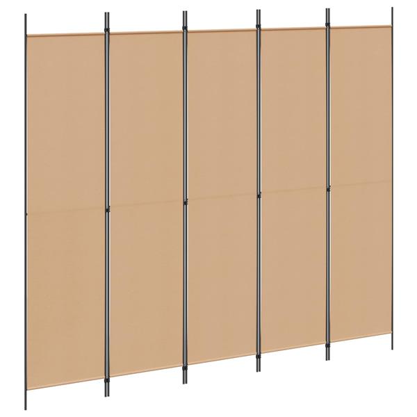 Grote foto vidaxl 5 panel room divider beige 250 x 220 cm stof huis en inrichting overige huis en inrichting