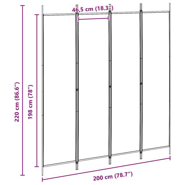 Grote foto vidaxl 4 panelen roomdivider beige 200 x 220 cm stof huis en inrichting overige huis en inrichting