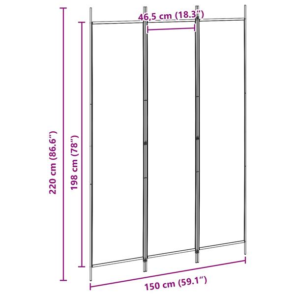 Grote foto vidaxl 3 panel room divider beige 150 x 220 cm stof huis en inrichting overige huis en inrichting