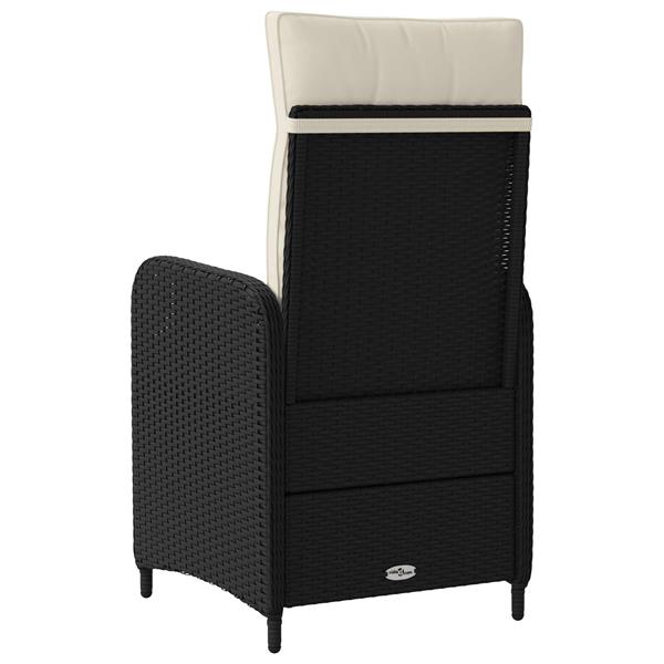 Grote foto vidaxl verstelbare tuinstoel zwart en cream wit 57 x 63 x 94 cm tuin en terras tuinmeubelen