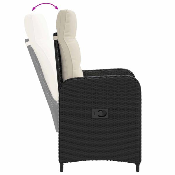 Grote foto vidaxl verstelbare tuinstoel zwart en cream wit 57 x 63 x 94 cm tuin en terras tuinmeubelen