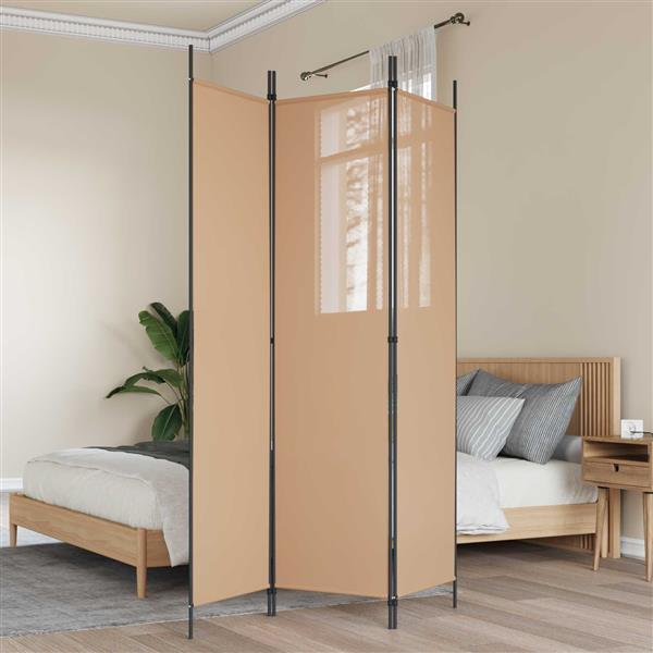 Grote foto vidaxl 3 panel room divider beige 150 x 200 cm stof huis en inrichting overige huis en inrichting