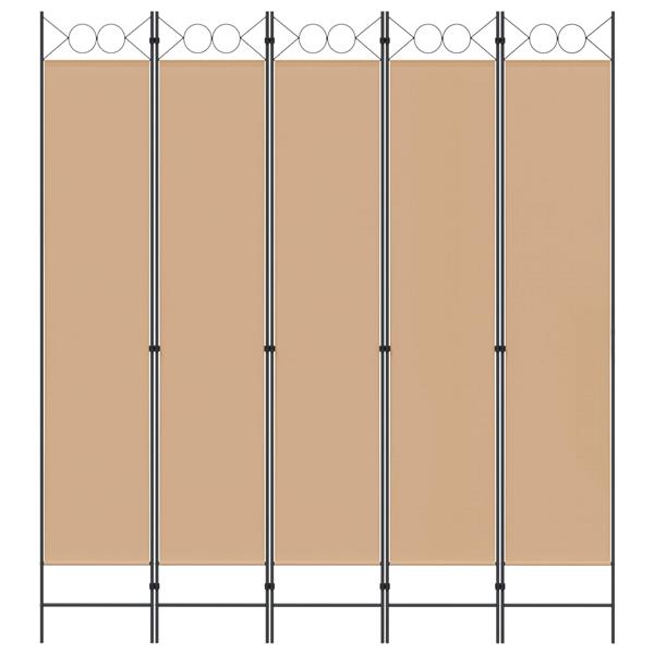 Grote foto vidaxl 5 panel room divider beige 200 x 220 cm stof huis en inrichting overige huis en inrichting