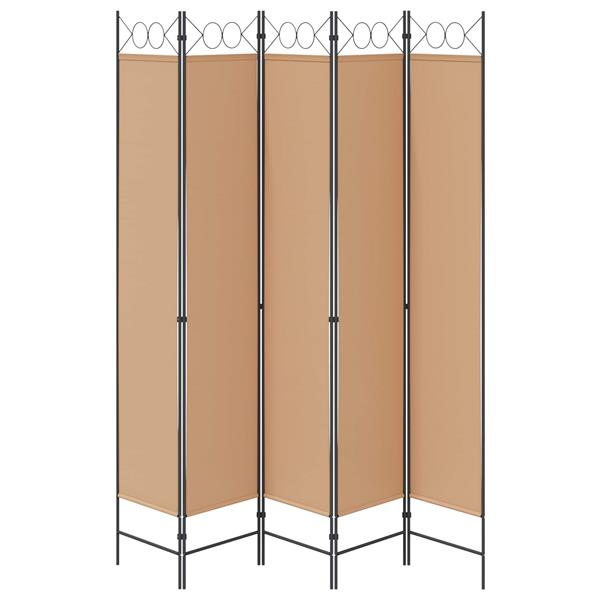 Grote foto vidaxl 5 panel room divider beige 200 x 220 cm stof huis en inrichting overige huis en inrichting