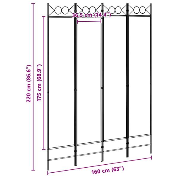 Grote foto vidaxl 4 panelen roomdivider beige 160 x 220 cm stof huis en inrichting overige huis en inrichting