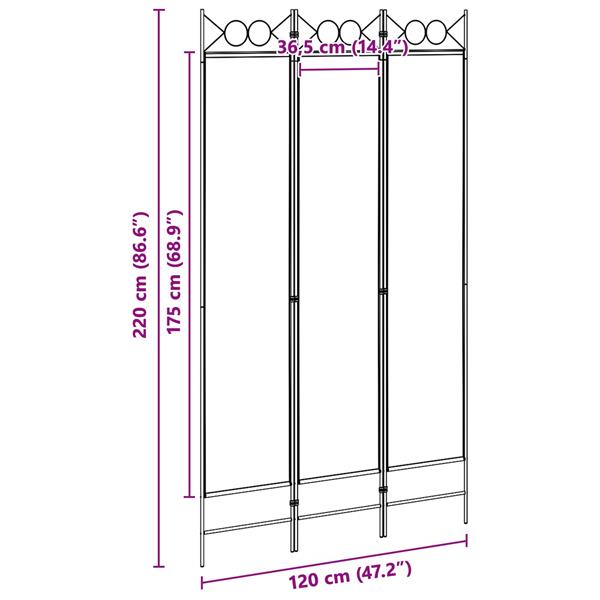 Grote foto vidaxl 3 panel room divider beige 120 x 220 cm stof huis en inrichting overige huis en inrichting