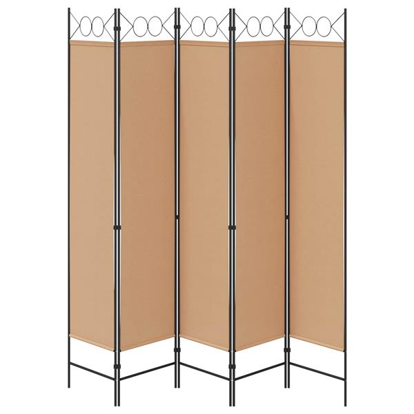 Grote foto vidaxl 5 panel room divider beige 200 x 200 cm stof huis en inrichting overige huis en inrichting