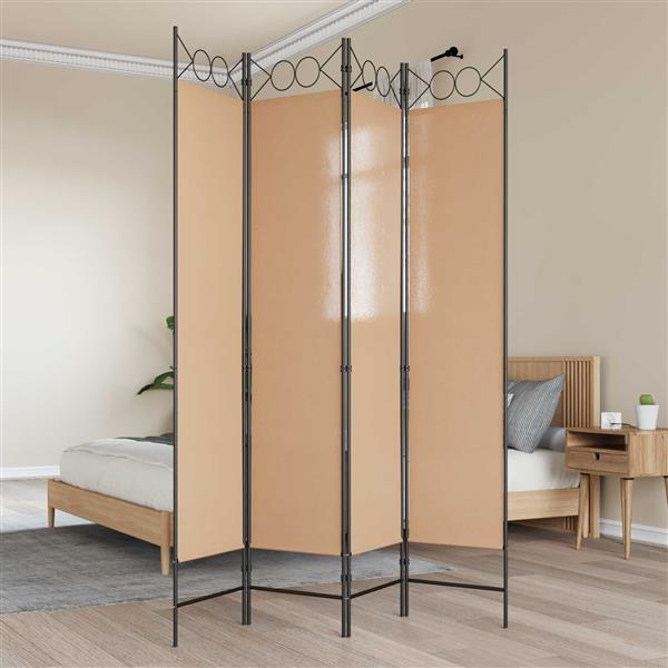 Grote foto vidaxl 4 panelen roomdivider beige 160 x 200 cm stof huis en inrichting overige huis en inrichting