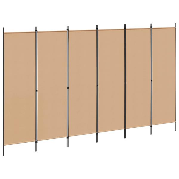 Grote foto vidaxl 6 panelen kamerscherm beige 300 x 180 cm stof huis en inrichting overige huis en inrichting