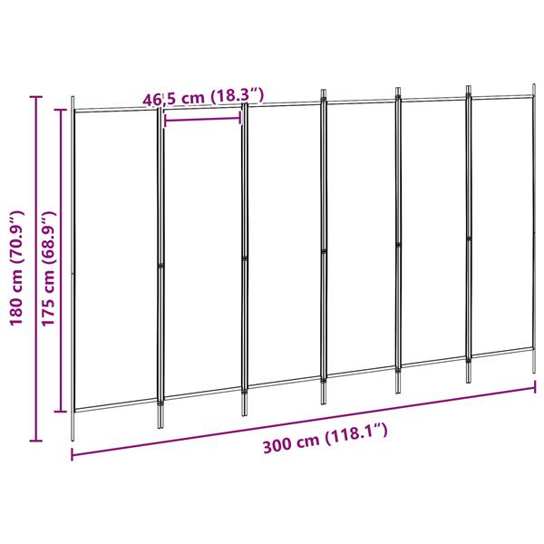 Grote foto vidaxl 6 panelen kamerscherm beige 300 x 180 cm stof huis en inrichting overige huis en inrichting