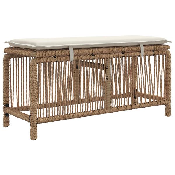 Grote foto vidaxl tuin eettafelset met kussen 3 pcs beige en cr me poly rattan tuin en terras tuinmeubelen