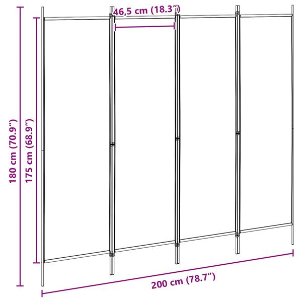 Grote foto vidaxl 4 panelen roomdivider beige 200 x 180 cm stof huis en inrichting overige huis en inrichting