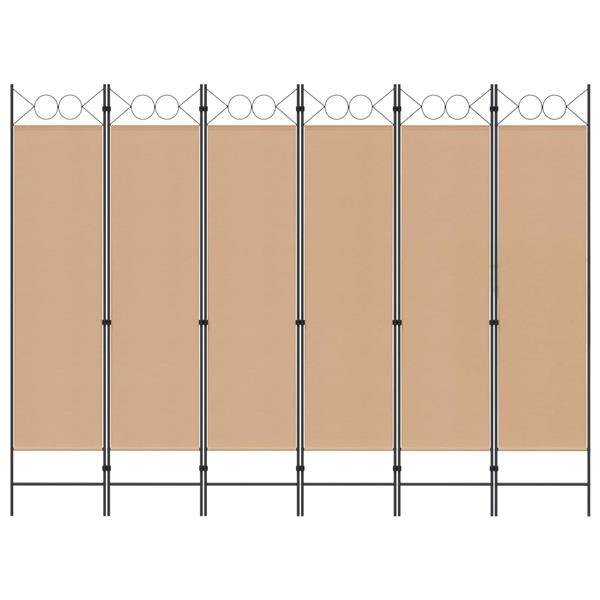 Grote foto vidaxl 6 panelen kamerscherm beige 240 x 180 cm stof huis en inrichting overige huis en inrichting