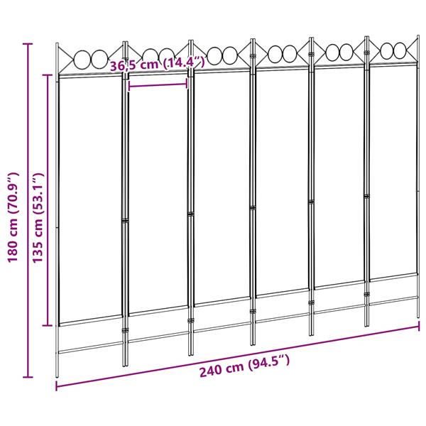 Grote foto vidaxl 6 panelen kamerscherm beige 240 x 180 cm stof huis en inrichting overige huis en inrichting