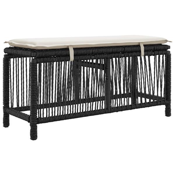 Grote foto vidaxl tuin eettafelset met kussen 3 pcs beige en cr me poly rattan tuin en terras tuinmeubelen