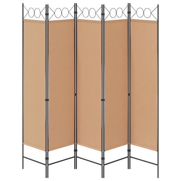 Grote foto vidaxl 5 panel room divider beige 200 x 180 cm stof huis en inrichting overige huis en inrichting