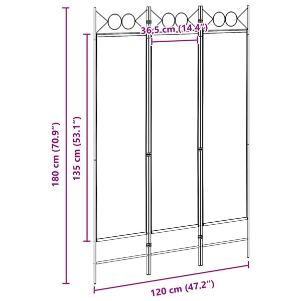 Grote foto vidaxl 3 panel room divider beige 120 x 180 cm stof huis en inrichting overige huis en inrichting