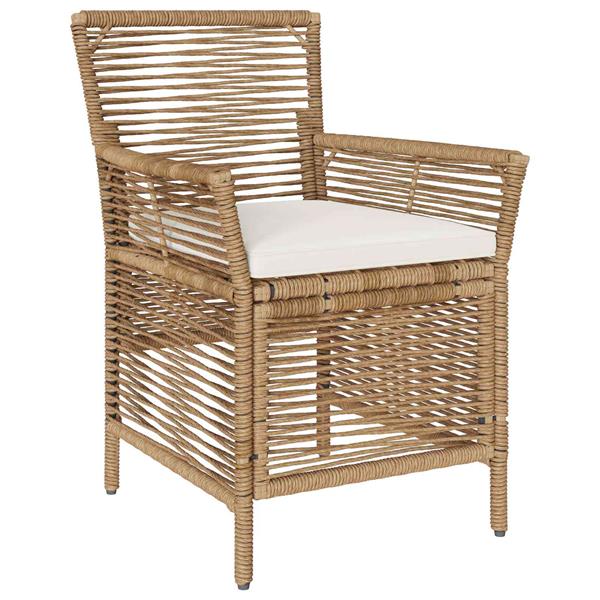 Grote foto vidaxl buitenstoel met kussen 4 pcs beige en cr me poly rattan tuin en terras tuinmeubelen