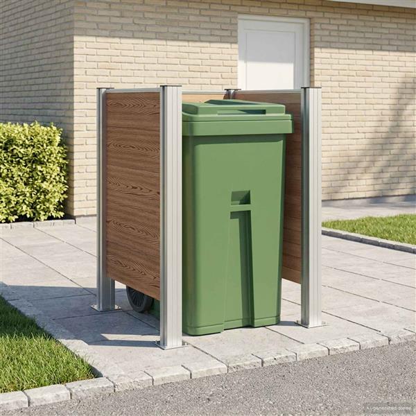 Grote foto vidaxl afvalcontainer ombouw bruin 85 x 85 x 115 cm aluminium en wpc tuin en terras overige tuin en terras