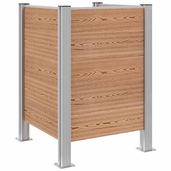 Grote foto vidaxl afvalcontainer ombouw bruin 85 x 85 x 115 cm aluminium en wpc tuin en terras overige tuin en terras