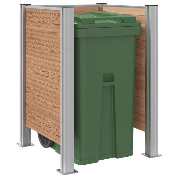 Grote foto vidaxl afvalcontainer ombouw bruin 85 x 85 x 115 cm aluminium en wpc tuin en terras overige tuin en terras
