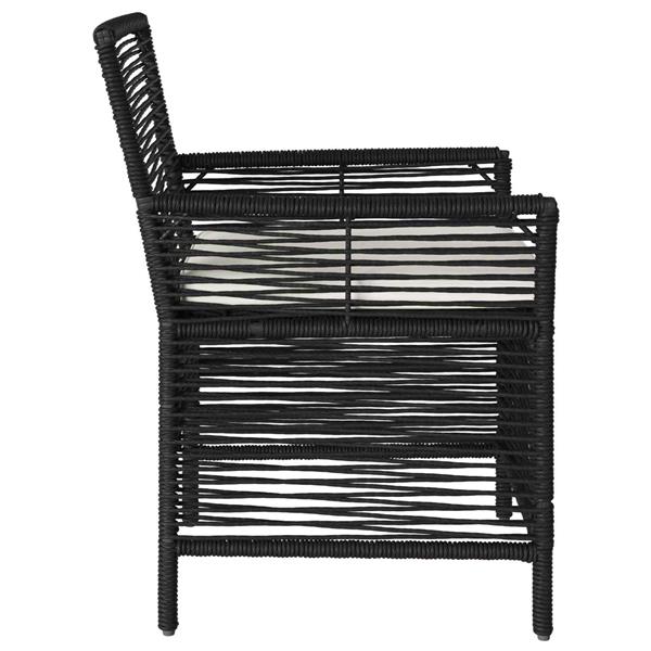 Grote foto vidaxl buitenstoel met kussen 4 pcs zwart en cr me poly rattan tuin en terras tuinmeubelen