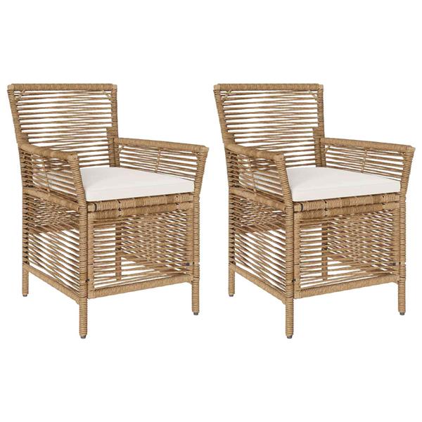 Grote foto vidaxl buitenstoel met kussen 2 pcs beige en cr me poly rattan tuin en terras tuinmeubelen