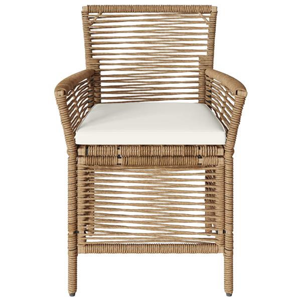 Grote foto vidaxl buitenstoel met kussen 2 pcs beige en cr me poly rattan tuin en terras tuinmeubelen
